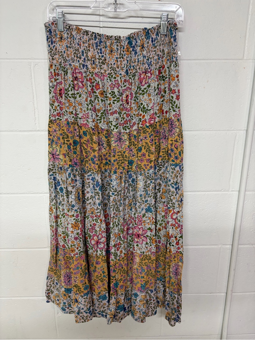 Angie Floral Tiered Maxi Skirt - Mustard, Pink, Blue